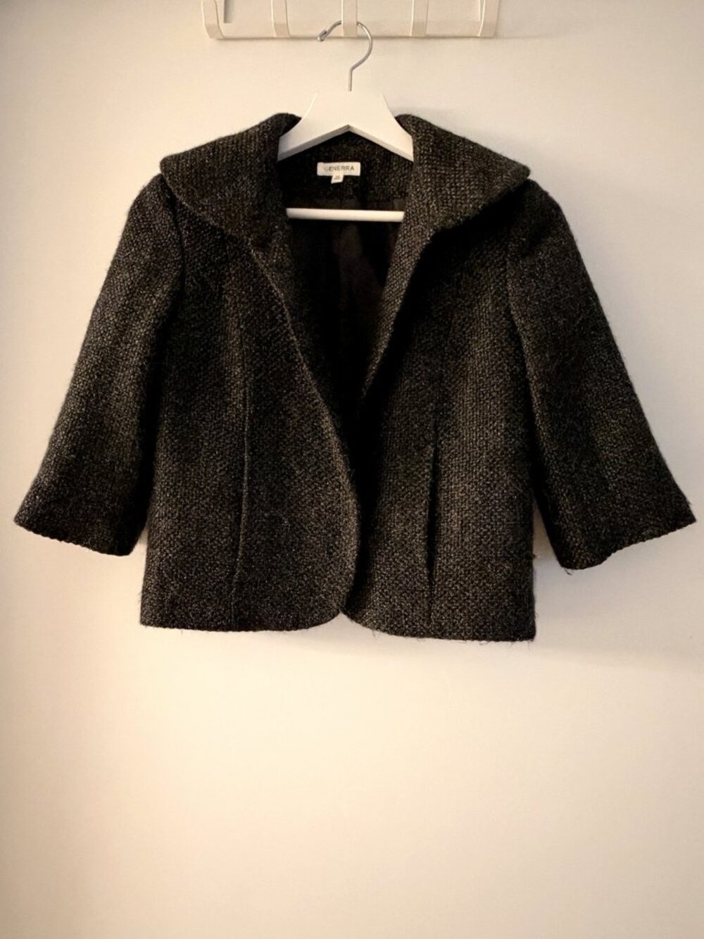 Generra Charcoal Bouclé Tweed Cropped Jacket Blazer XS